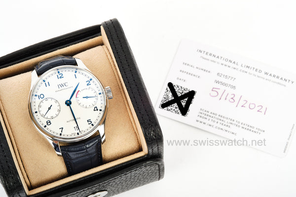 IWC Portuguese Automatic IW500715 FACTORY WARRANTY TO COMPLETE SET MAY 2029 SILVER DIAL