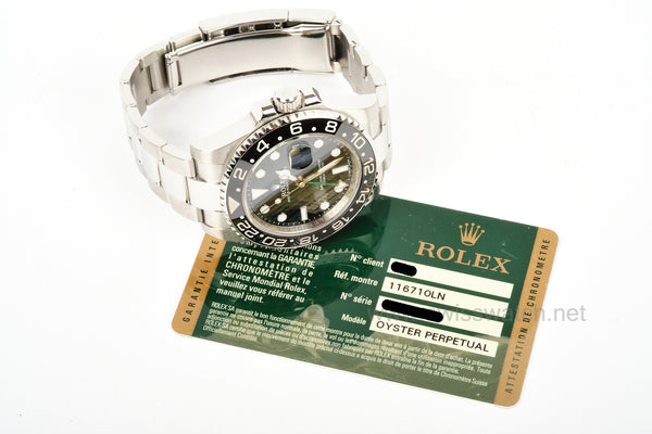 ROLEX GMT MASTER II 116710LN WITH CARD AUGUST 2012