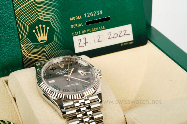 ROLEX Datejust 36mm Wimbledon 126234 Complete Set DEC 2022