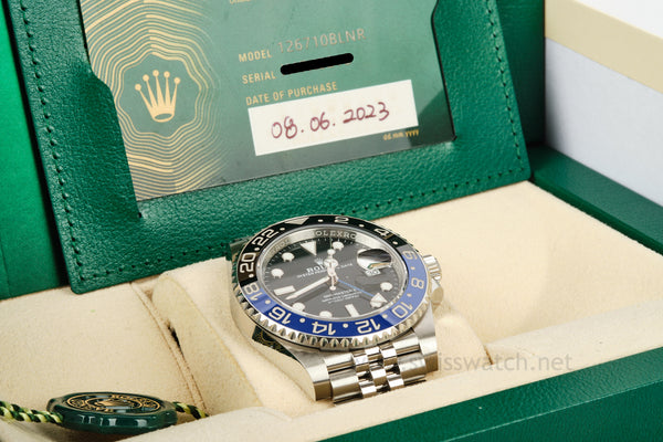 ROLEX GMT MASTER II BATGIRL Jubilee 126710BLNR COMPLETE SET 06-2023