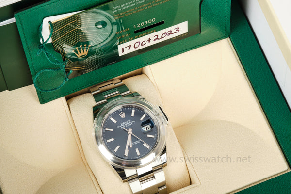 ROLEX Datejust 41 Blue Dial 126300 COMPLETE SET OCTOBER 2023
