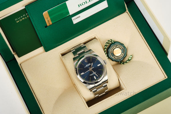 ROLEX 114300 Oyster Perpetual 39 Blue Dial COMPLETE SET 2019