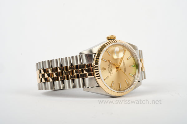 ROLEX 16233 Datejust 36mm NEW STYLE DIAL 18K/SS 1991 WATCH ONLY