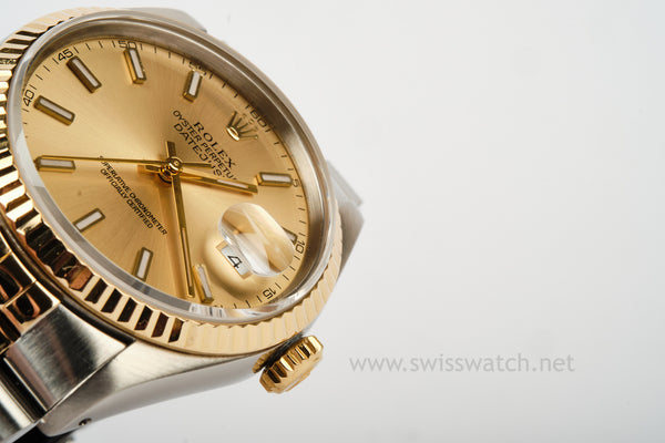 ROLEX 16233 Datejust 36mm NEW STYLE DIAL 18K/SS 1991 WATCH ONLY