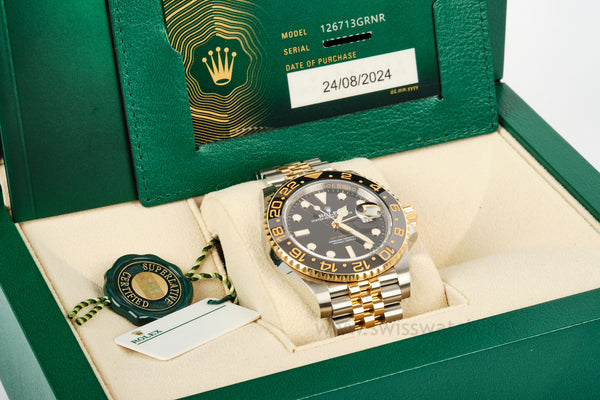 ROLEX GMT MASTER II 126713GRNR SS/18K COMPLETE SET 2024 (BLACK/GRAY)